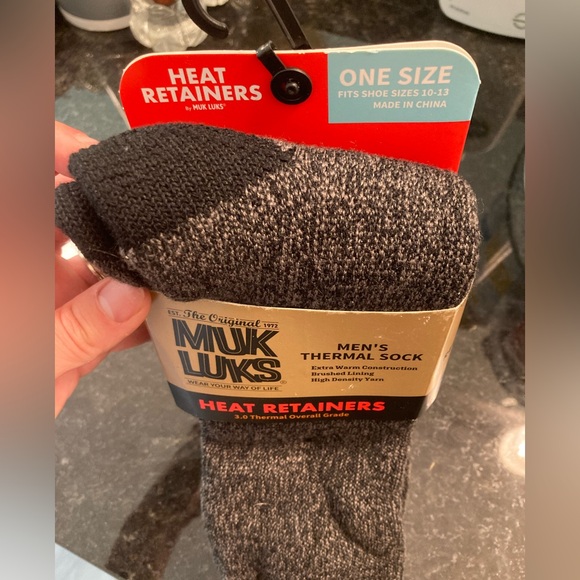 NWT MENS MUK LUK THERMAL INSULATED SOCKS  HEATHERED BLACK - Picture 2 of 4